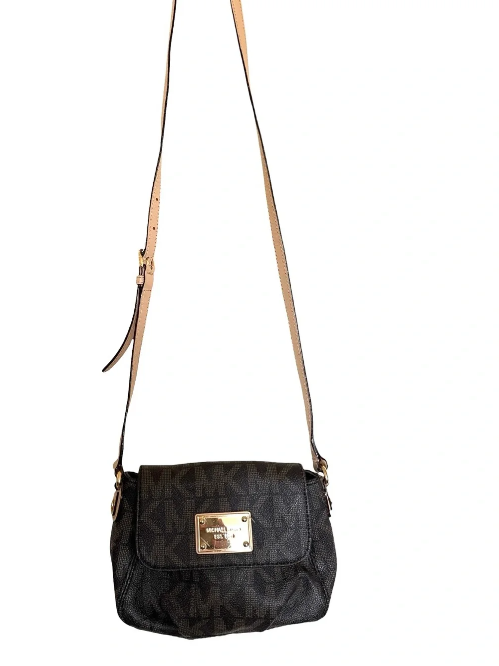 Michael Kors Jet Set Small Flap monogram crossbody, gold  hardware